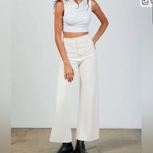 Zara Cream Wide-Leg Trousers